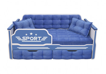 Кровать 160 серии Спорт 2 ящика 85 Синий (подушки) в Чумаково - chumakovo.mebel54.com | фото