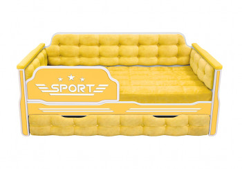Кровать 170 серии Спорт 1 ящик 74 Жёлтый (мягкие боковые накладки) в Чумаково - chumakovo.mebel54.com | фото