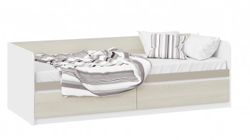 Кровать «Сканди» с 2 ящиками Дуб Гарден/Белый/Глиняный серый в Чумаково - chumakovo.mebel54.com | фото