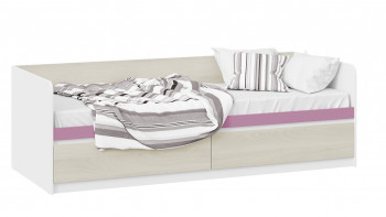 Кровать «Сканди» с 2 ящиками Дуб Гарден/Белый/Лиловый в Чумаково - chumakovo.mebel54.com | фото