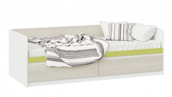 Кровать «Сканди» с 2 ящиками Дуб Гарден/Белый/Зеленый в Чумаково - chumakovo.mebel54.com | фото