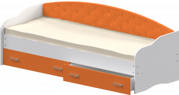 Кровать Софа-8 с мягкой спинкой (900х1900) Белый/Оранжевый в Чумаково - chumakovo.mebel54.com | фото