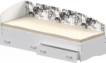 Кровать Софа-9 с мягкой спинкой с рисунком Милана (900х2000) Белый в Чумаково - chumakovo.mebel54.com | фото