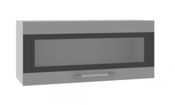 Норд ШВГС 800 Шкаф верхний горизонтальный со стеклом (Софт черный/корпус Белый) в Чумаково - chumakovo.mebel54.com | фото