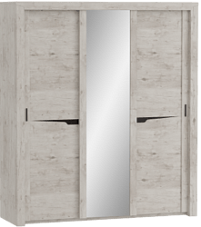 Шкаф трехдверный Соренто с раздвижными дверями Дуб бонифаций/Кофе структурный матовый в Чумаково - chumakovo.mebel54.com | фото
