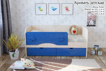Техно Кровать детская 2 ящика 1.8 Синий глянец в Чумаково - chumakovo.mebel54.com | фото